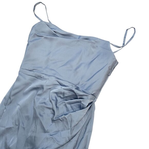 Azazie Leonis Dusty Blue Sheath Strapless Chiffon removeable strap evening gown - Picture 9 of 11